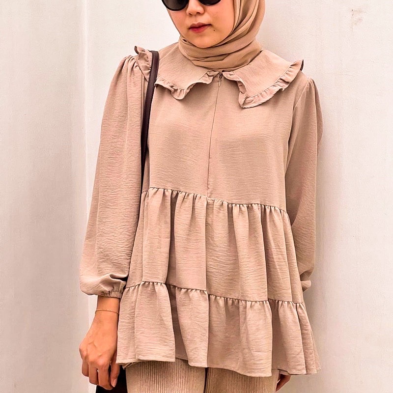 Quensa Tunik Crinkle Grisya Tunik Wanita Casual