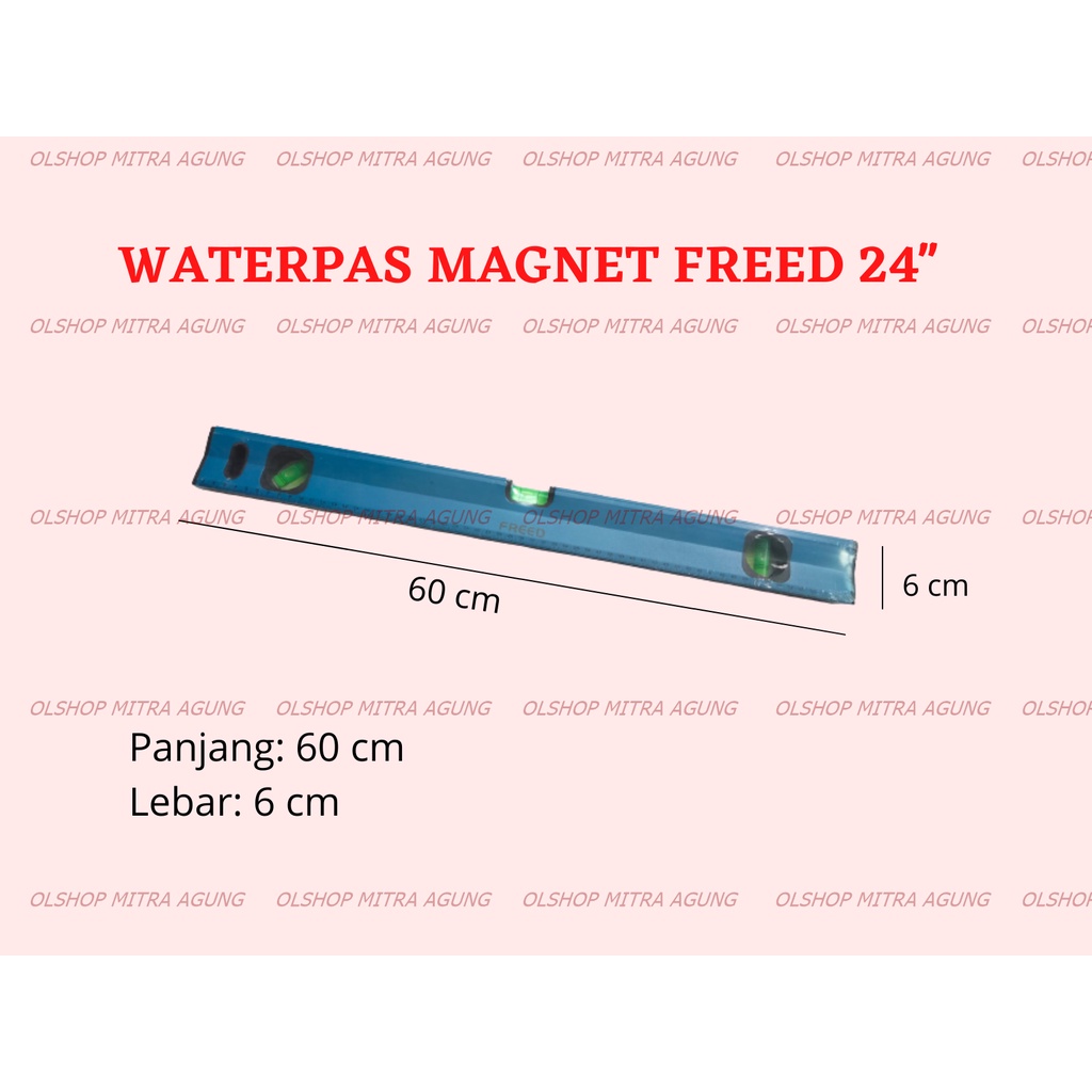 OLS Waterpas Magnet Freed 24 Inch Waterpas Magnet 60 cm Alat Ukur Waterpas MA