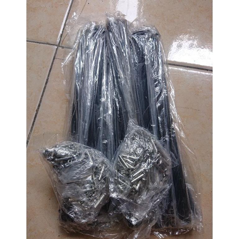Spoke Ruji Jari Jari Sepeda Ukuran 700C Nipple Panjang Pendek Warna Hitam
