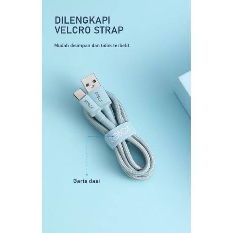 (ROBOT R-SC BLUE) KABEL DATA TYPE C FAST CHARGING 3A COLORFUL BLUE ALUMUNIUM ALLOY CABLE USB TYPE C