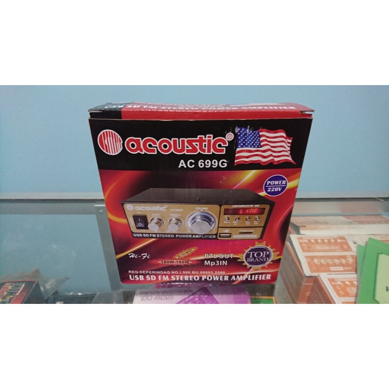 POWER AMPLI PROFESIONAL KARAOKE ACOUSTIC AC699G Mp3 Usb FM 180Wmurah