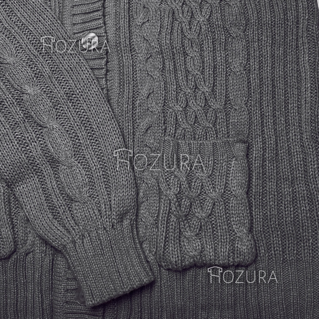 Hozura - Cardigan Sweater Rajut Kepang Wanita Premium Lanna - Cardigan Cable Tumblr Premium By Lizzy