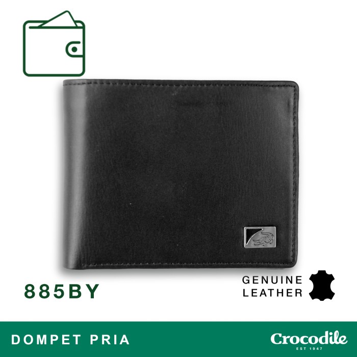 [MURAH] [COD] Crocodile 885BY Dompet Pria Men Wallet Leather Kulit Original - Hitam