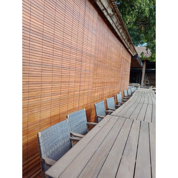 krey kayu outdoor L 3m x T 2,5m / tirai kayu / krei kayu anti air / tirai kayu gulung / tirai kayu p