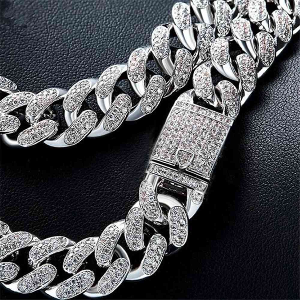 18k gold European and American hip-hop style full of diamond bubble Cuban necklace hiphop copper silver gold-plated trend zircon necklace