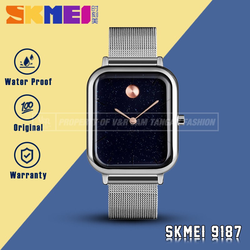 Jam Tangan Pria Wanita Analog SKMEI 9187 Original Anti Air Murah Rantai Kecil Cowok Cewek