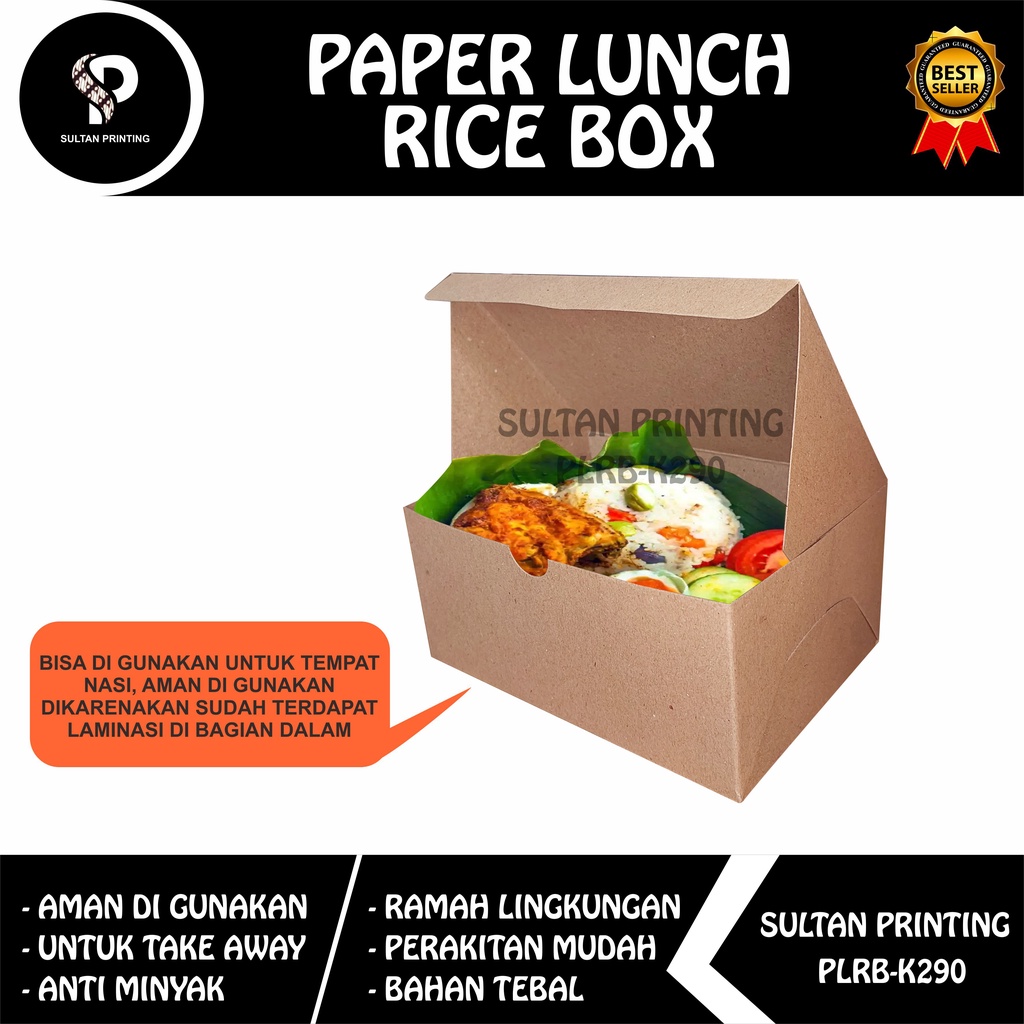 RICE BOX POLOS 15 x 11 x 7 CM/ SNACK BOX / BOX FRIED CHICKEN / KEMASAN CATERING MODEL KUNCIAN