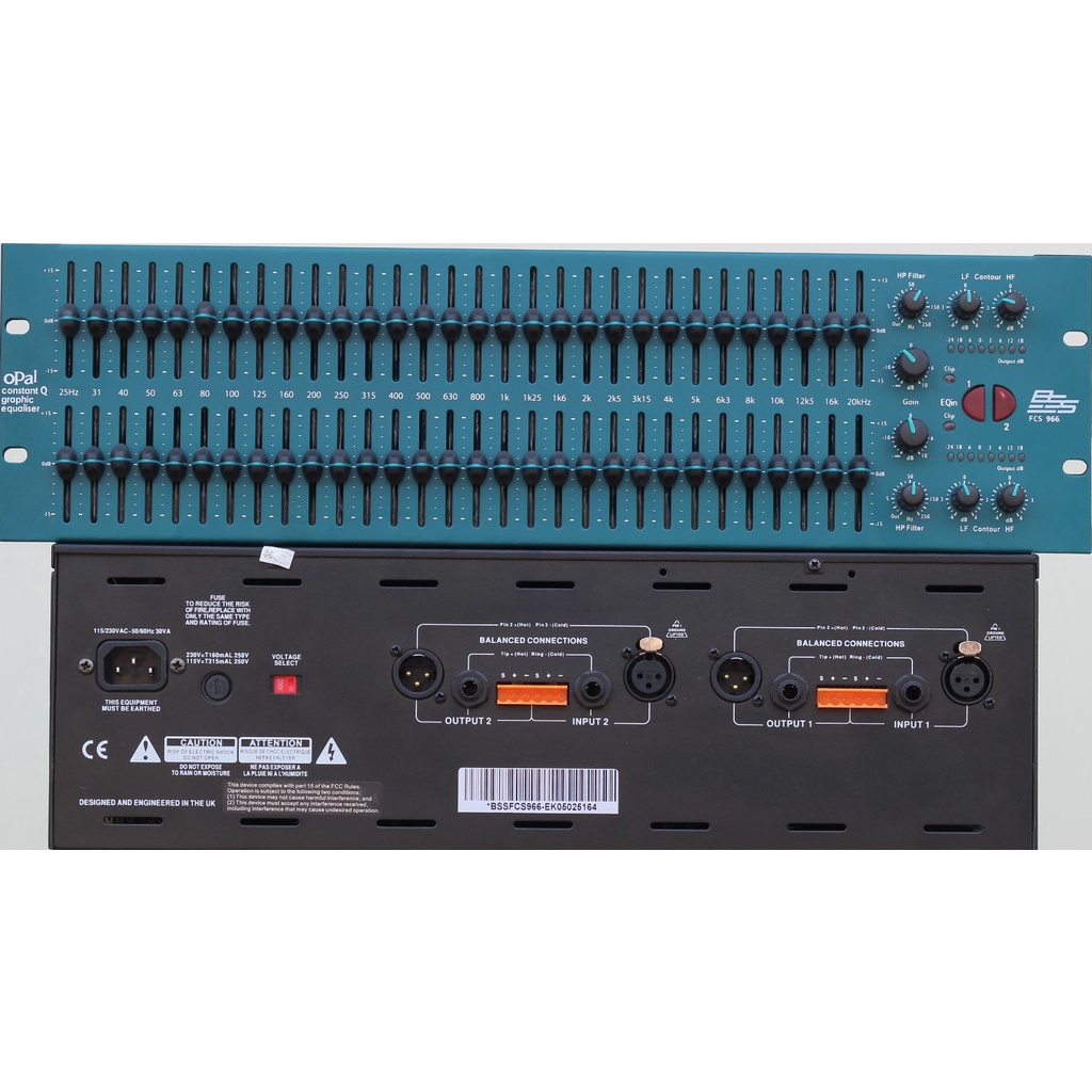 Equalizer BSS Opal FCS966 BSS FCS 966 2 x 31 Channel Dual Channel Equalizer BSS Graphic 3U Grade A