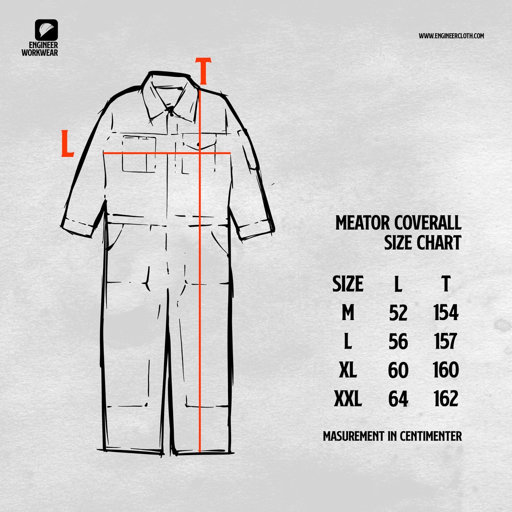 MEATOR COVERALL SERIES BAJU KERJA/COVERALL UNISEX BY ENGINEER
