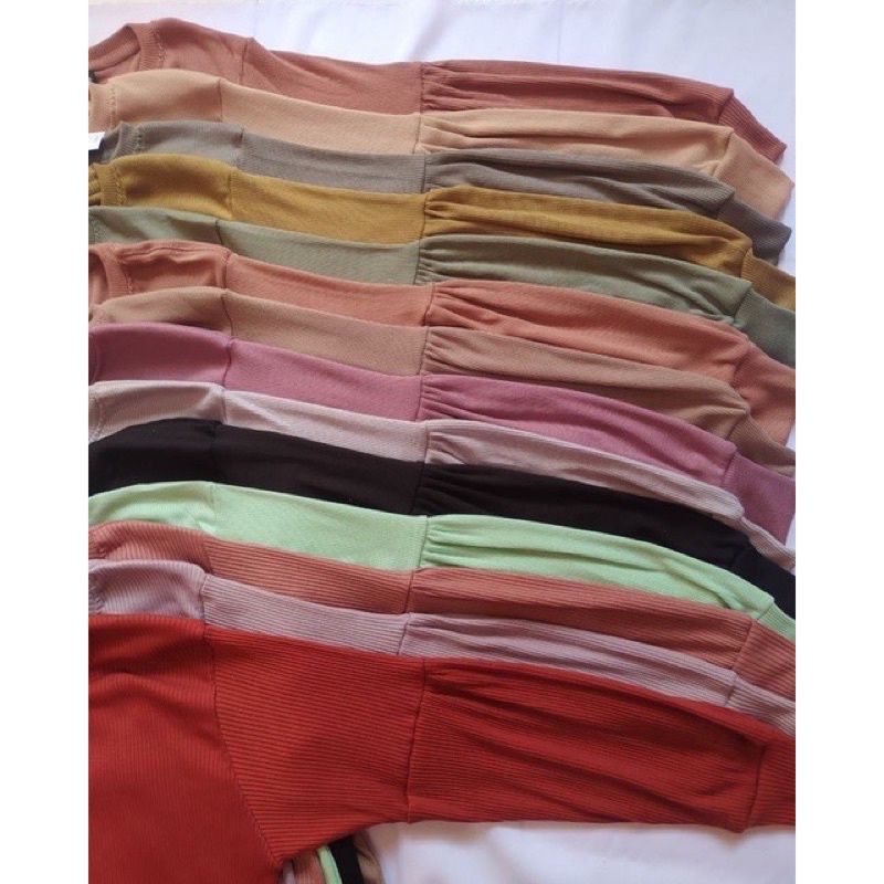 Blouse Lengan Balon Bahan RIB Premium