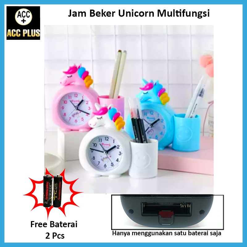 Jam Beker Unicorn BEEP Serbaguna / Jam Alarm mini Karakter Kuda Poni dan Tempat Pensil