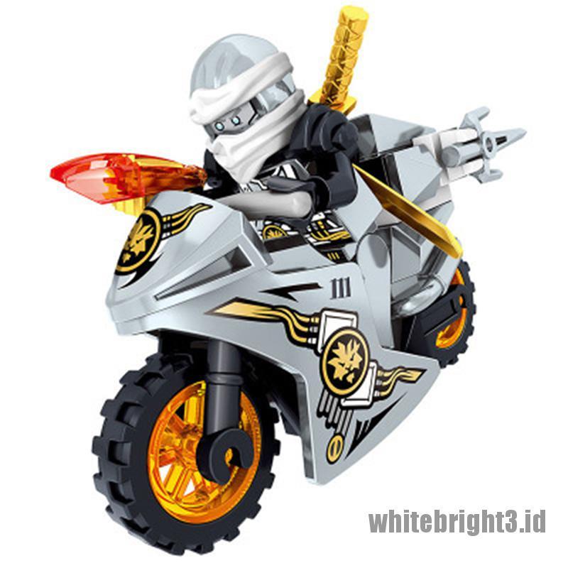 (white3) Mainan Balok Bangun / Susun Model Lego Bentuk Motor Ninjago 8Stk