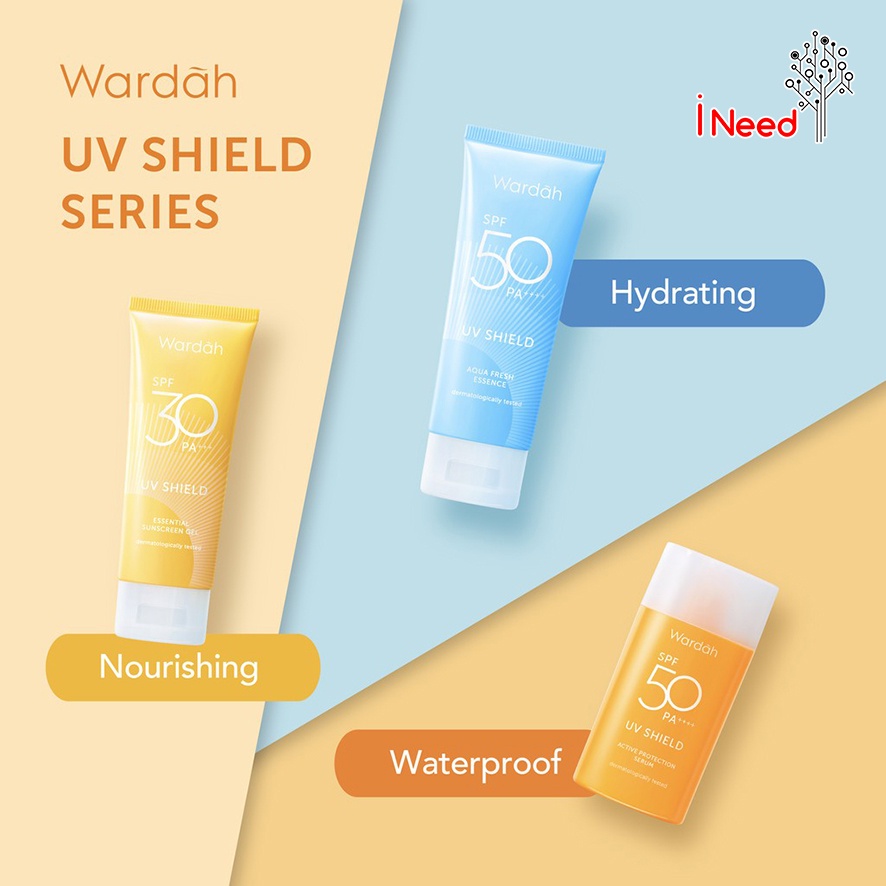 (INEED) (BPOM) WARDAH UV SHIELD Aqua Fresh SPF 50++/Active Protection SPF 50++/Essential Sunscreen SPF 30++