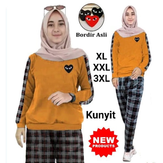 PIK - Setelan Maudy JUMBO XL, XXL, 3XL/ SETELAN JUMBO WANITA MUSLIM/ BAJU OLAHRAGA WANITA JUMBO