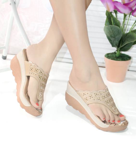 Sendal Wanita Wedges Laser Motif Bordiran Batik MULAN 1942