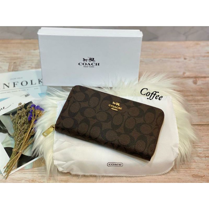 Dompet Coach Signature Long Classic Zipper Freee Box Importt Semprem