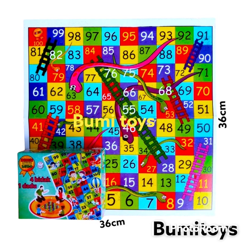 mainan ludo dan ular tangga besar 36cm / mainan jadul / mainan anak murah / mainan tradisional