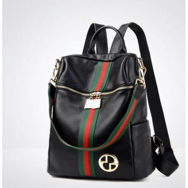 RESTOCK FASHION TAS RANSEL GUCCI MULTIFUNGSI 10146 BLACK RANSEL + JINJING