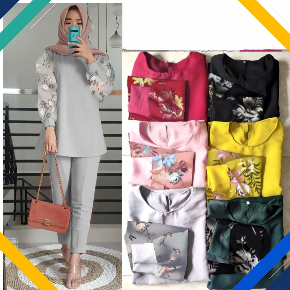 Caylin Set Grey Kekinian Gamis 0152 Premium UBQ Baju Gamis Muslim Wanita Terbaru