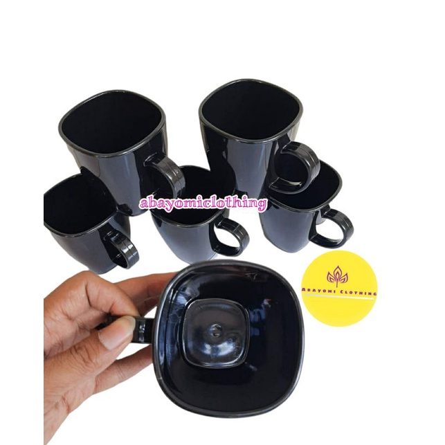 Murah 6pcs Gelas Melamin Diner Ware Hitam 133 / Gelas Kopi melamin/ tahan panas dan anti pecah