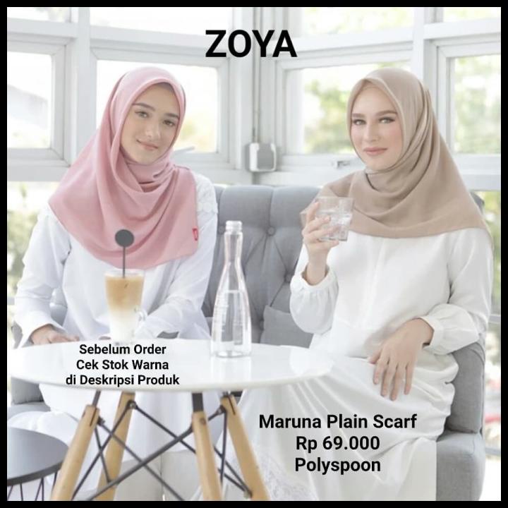 Hijab Jilbab Kerudung Segi Empat Maruna Plain Scarf Zoya Original