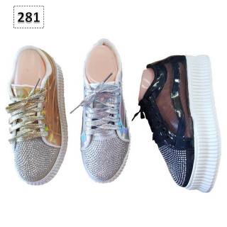 Sepatu Sneakers Glitter Transparant 281 Gold Hitam Silver Sepatu Sneakers Glitter Transparant 281 Gold Hitam Silver