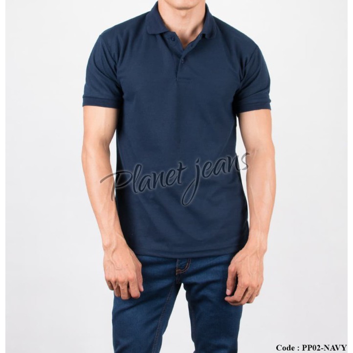 Unik POLO SHIRT POLOS WARNA NAVY / BIRU DONGKER BAJU KERAH  #PP01-NAVY terbaik