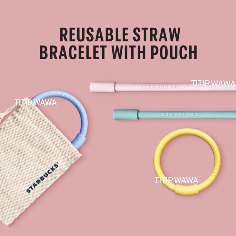 STARBUCKS REUSABLE STRAW BRACELET WITH POUCH