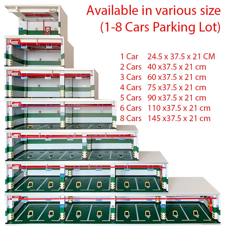 Diorama Diecast 3 Car Parking Lot Garage LED Lamp Green Scale 1:18/18