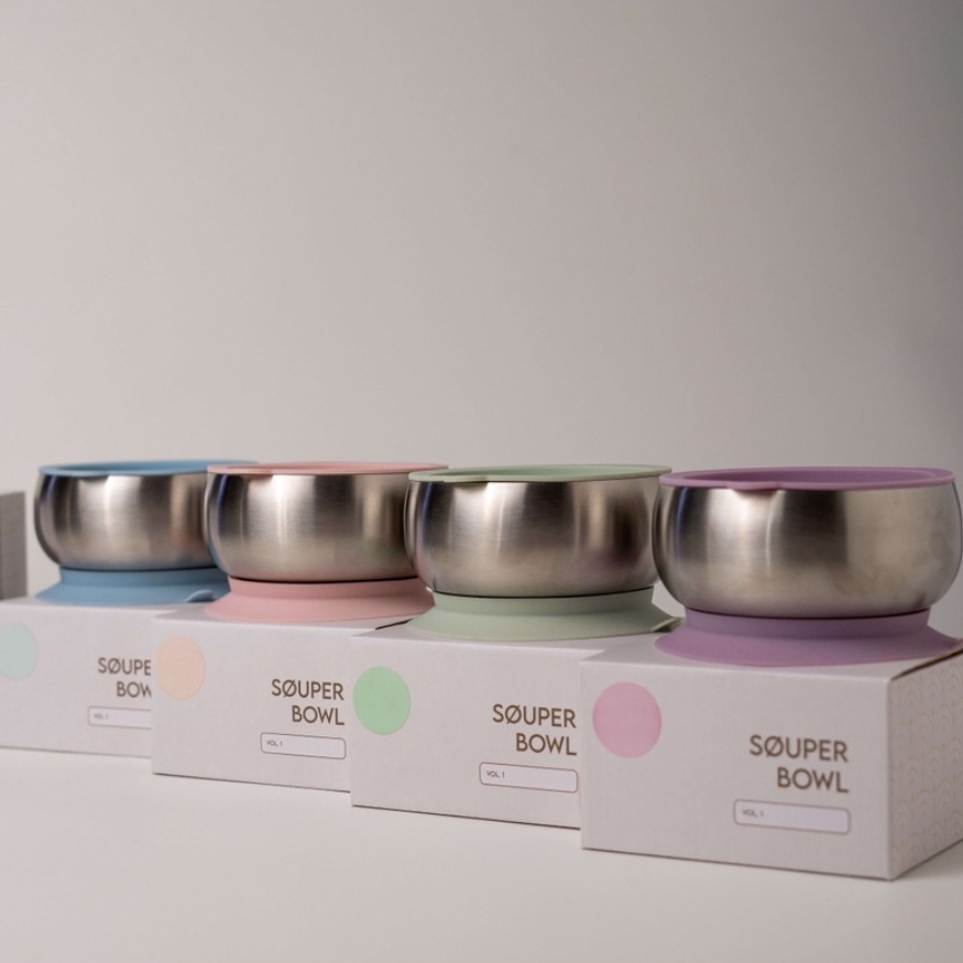 Sol &amp; Sno Souper Bowl Stainless Bowl With Suction And Lid - Mangkuk Bayi MPASI Mangkok Makan Anak Bayi BPA Free