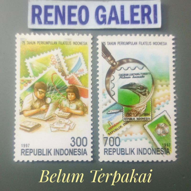 

Set 2v Pecahan Lengkap Perangko seri 75 Tahun Perkumpulan Filatelis Indonesia 1997 paket prangko