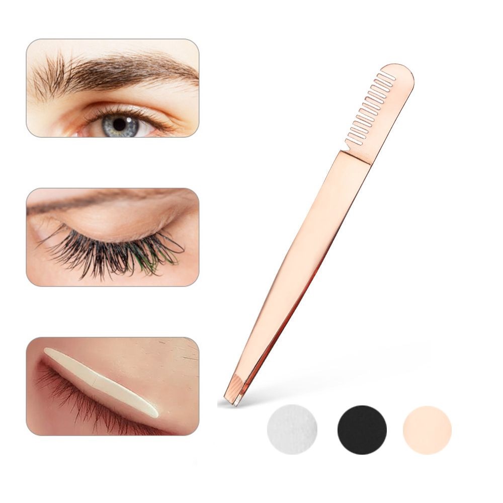 PINSET Alis 2in1 Penjepit BULUMATA DAN SISIR ALIS Eyelash Tweezers Stainless Steel False Eyelashes Makeup Volume Lashes Multifungsi Anti Karat F751