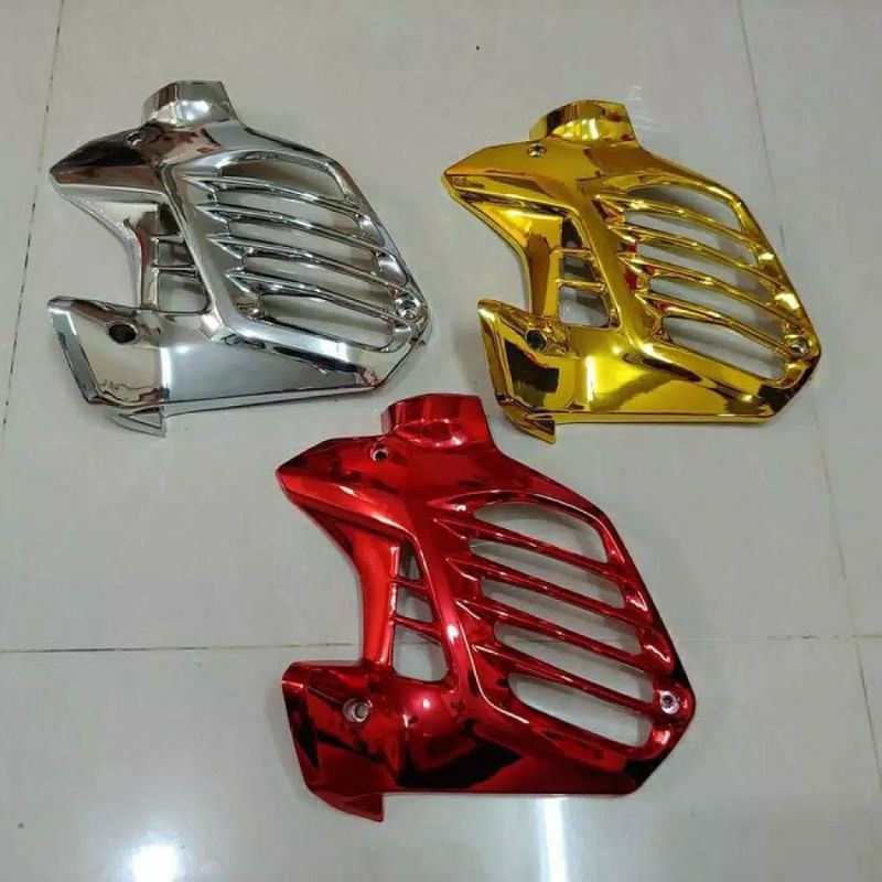 cover radiator aerox tutup radiator yamaha aerox variasi gold red chrome - Kanjeng Raden Variasi