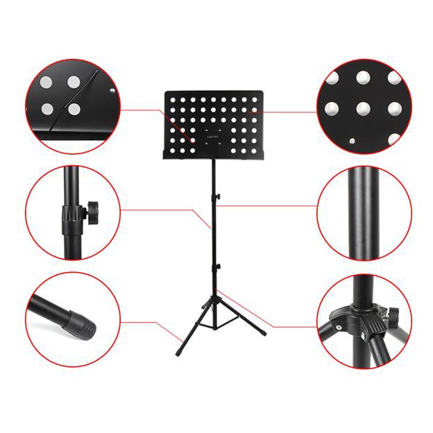 Stand PARTITUR / STAND QURAN / STAND TAB / STAND IPAD / STAND BUKU MUSIK + Board - P-06 - Black