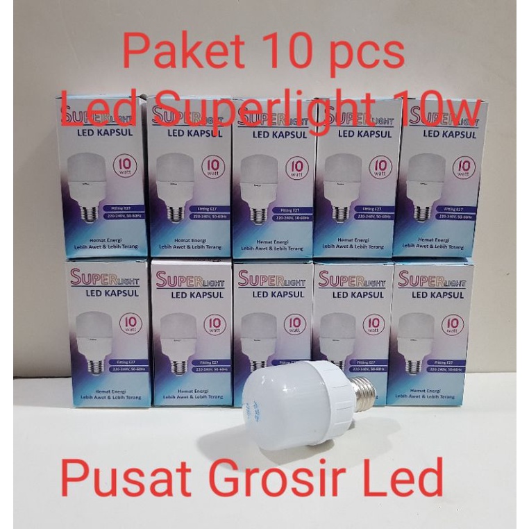 Paket 10 Buah Lampu Led Kapsul 10 watt Superlight cahaya putih