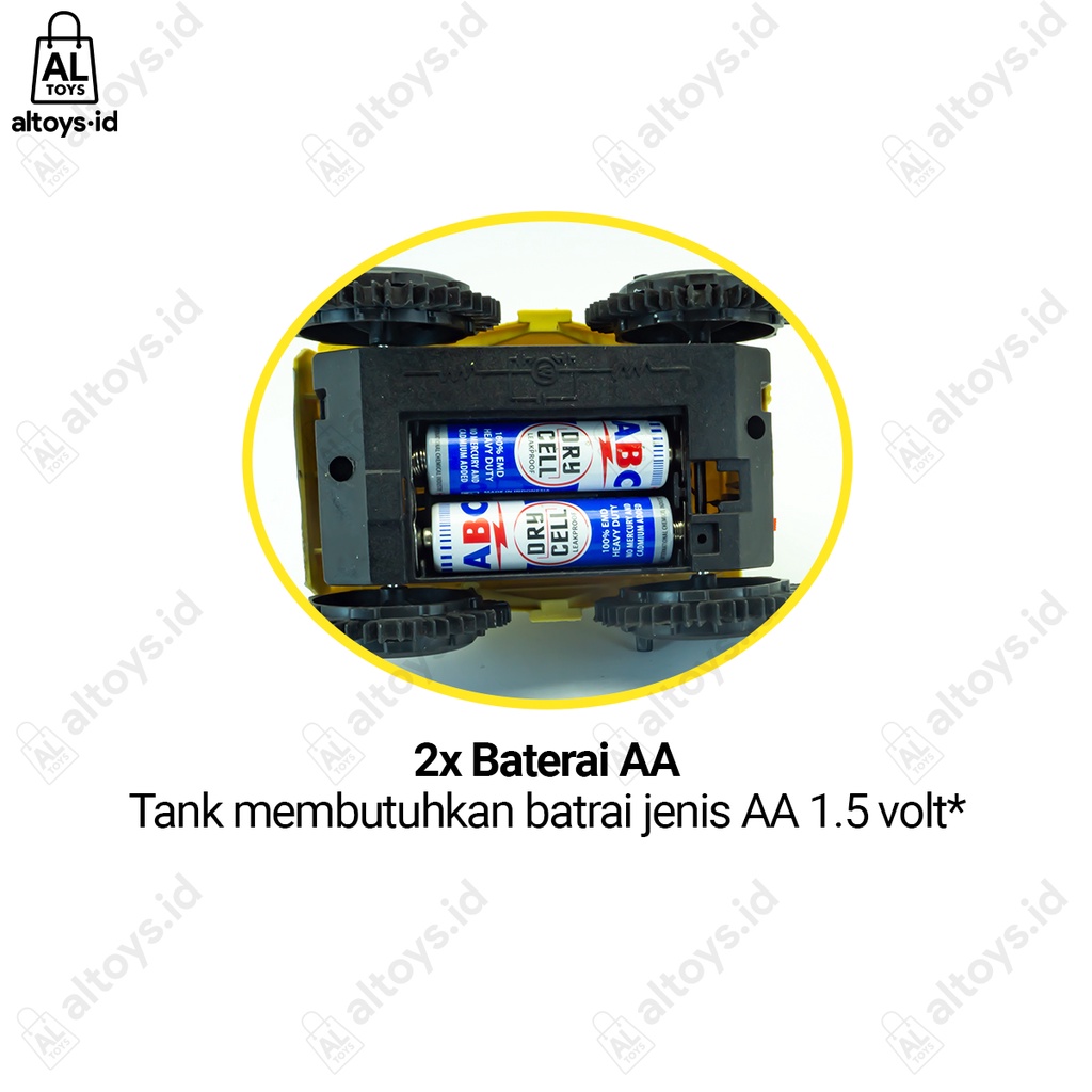 Mainan Anak Mobil Tank Army Jungkir Balik Tumbling Tank Tentara Lampu