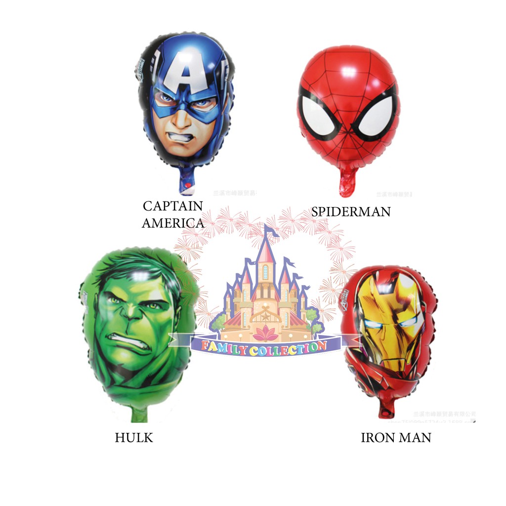 Balon Foil Karakter Kepala Cowok Captain America Ironman Balon Foil Karakter Kepala Cowok Captain America Ironman