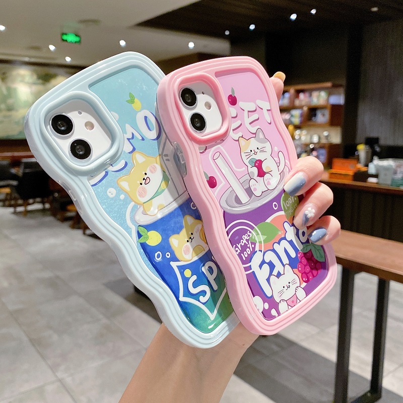 2 in 1 Casing iPhone 13 12 Pro MAX 11 X XR XS MAX Motif Anjing Kucing Minuman Lucu