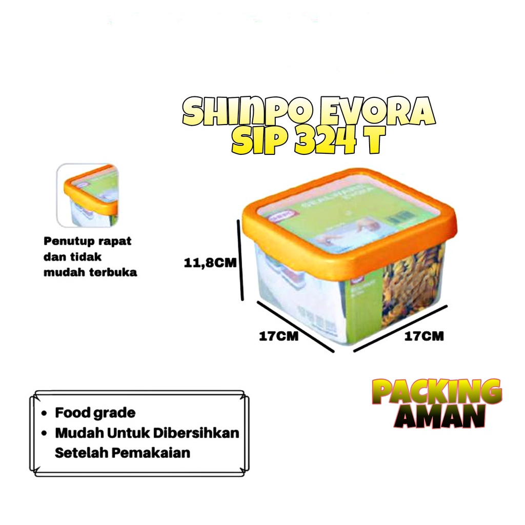 PROMO (BISA COD) Shinpo Evora SIP 324 S / SIP 324 T / Kotak Kue Plastik Polos / Kotak Makan / Food Storage / Tempat Kue - 0.9 L / 2L