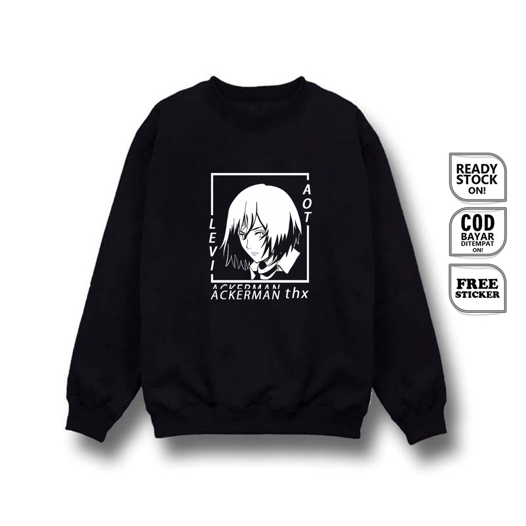 SWEATER CREWNECK AOT SNK LEVI ACKERMAN ANIME MANGA EREN MIKASA ARMIN HANGE PORCO REINER PIECK SIGN