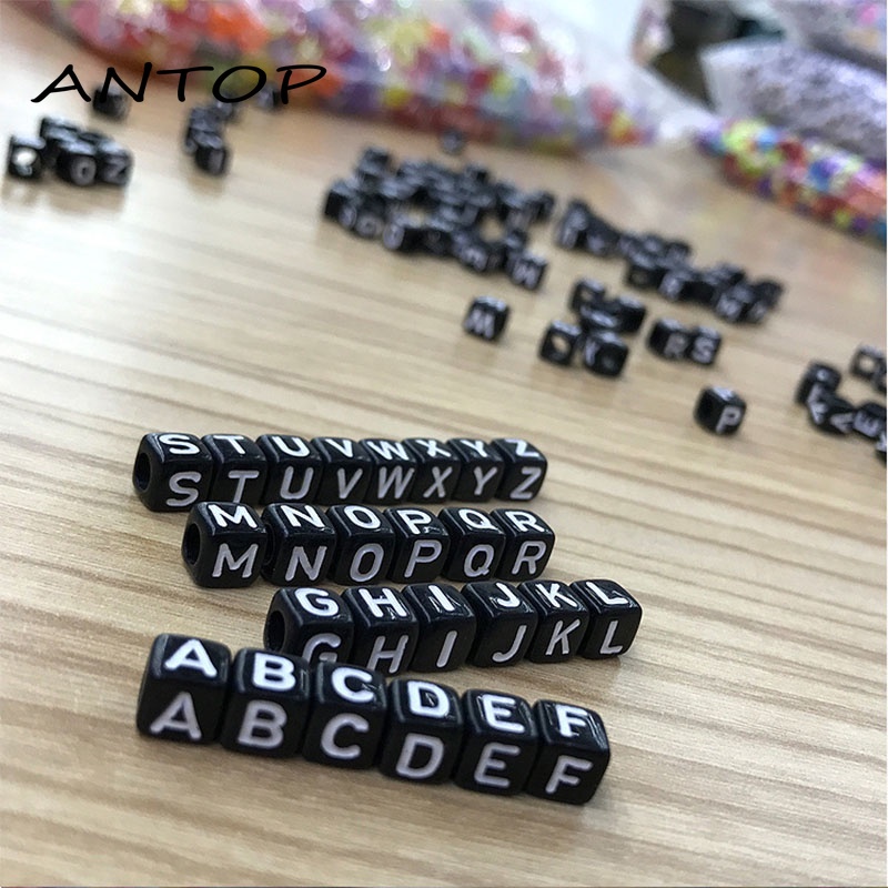 100 Pcs/pack Diy Hip-Hop Punk Hitam Gelang Persegi Manik-manik Aksesoris Fashion ANTOP