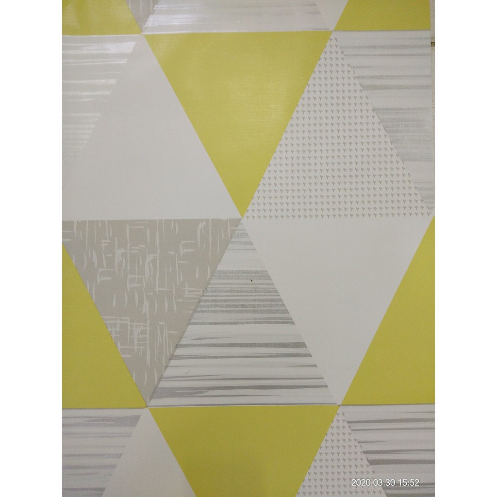 Wallpaper Dinding Motif Segitiga kuning Lemon Ukuran 10 Meter x 45 CM