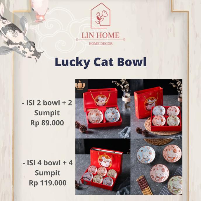 

Hampers Imlek / Lucky Cat Ceramic Bowl Set / Hampers / Cny Hampers .