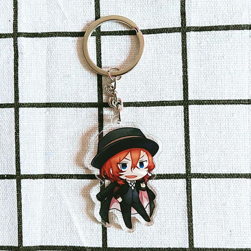 [Elegan] Bungo Stray Dogs Keyring Aksesoris Anime Dua Sisi Liontin Jepang Kartun Key Rings