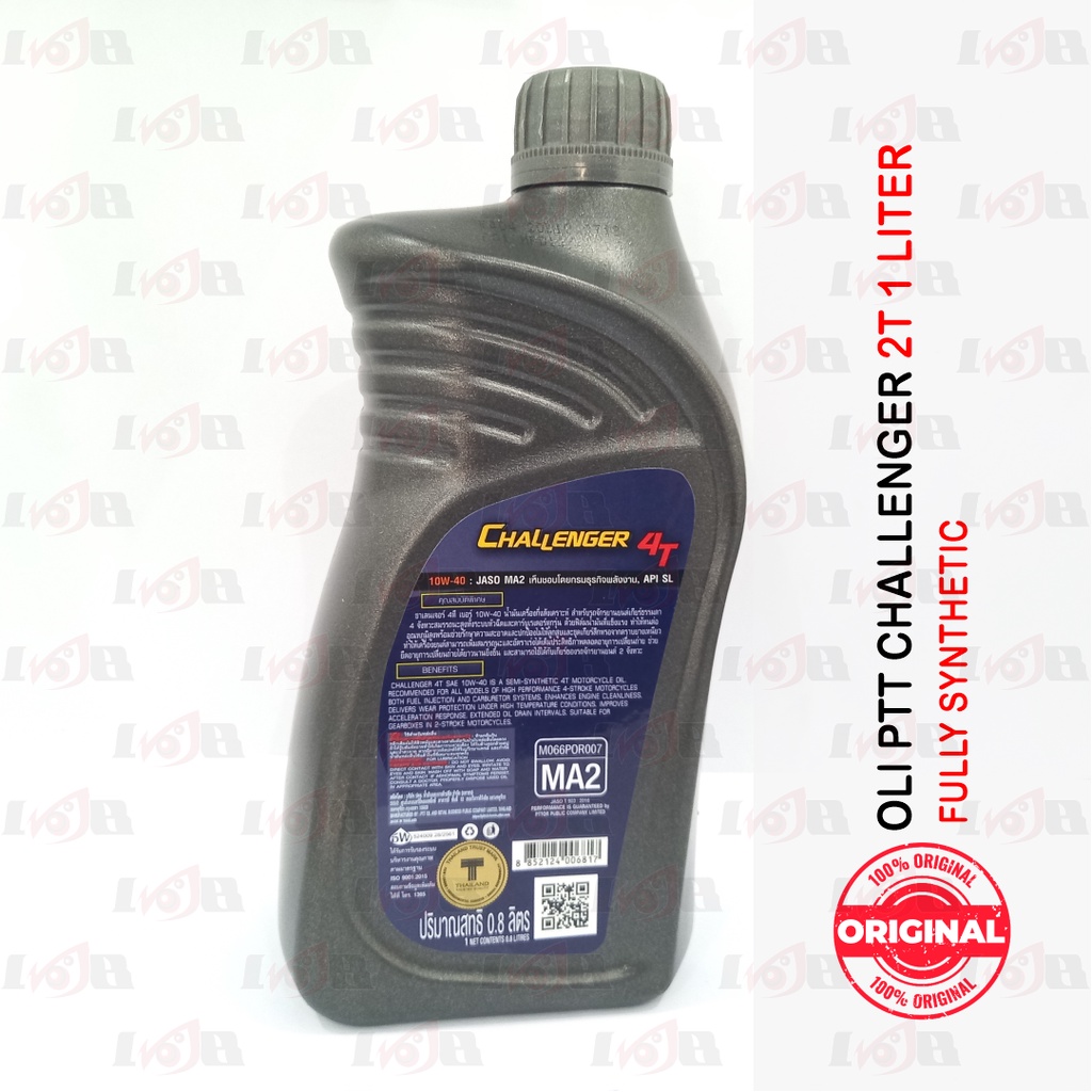 Oli PTT Challenger 800Ml Oli Mesin Motor Bebek 4T 0,8 Liter SAE 10W40 JASO MA2 SL Lubricants Synthetic