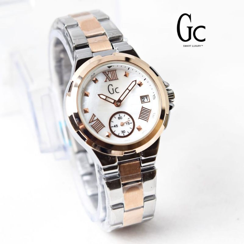 Jam Tangan Fashion Wanita GC-Jam Tangan GC(Gues - Colection) Crono Detik Bawah Aktif-Tanggal Aktif
