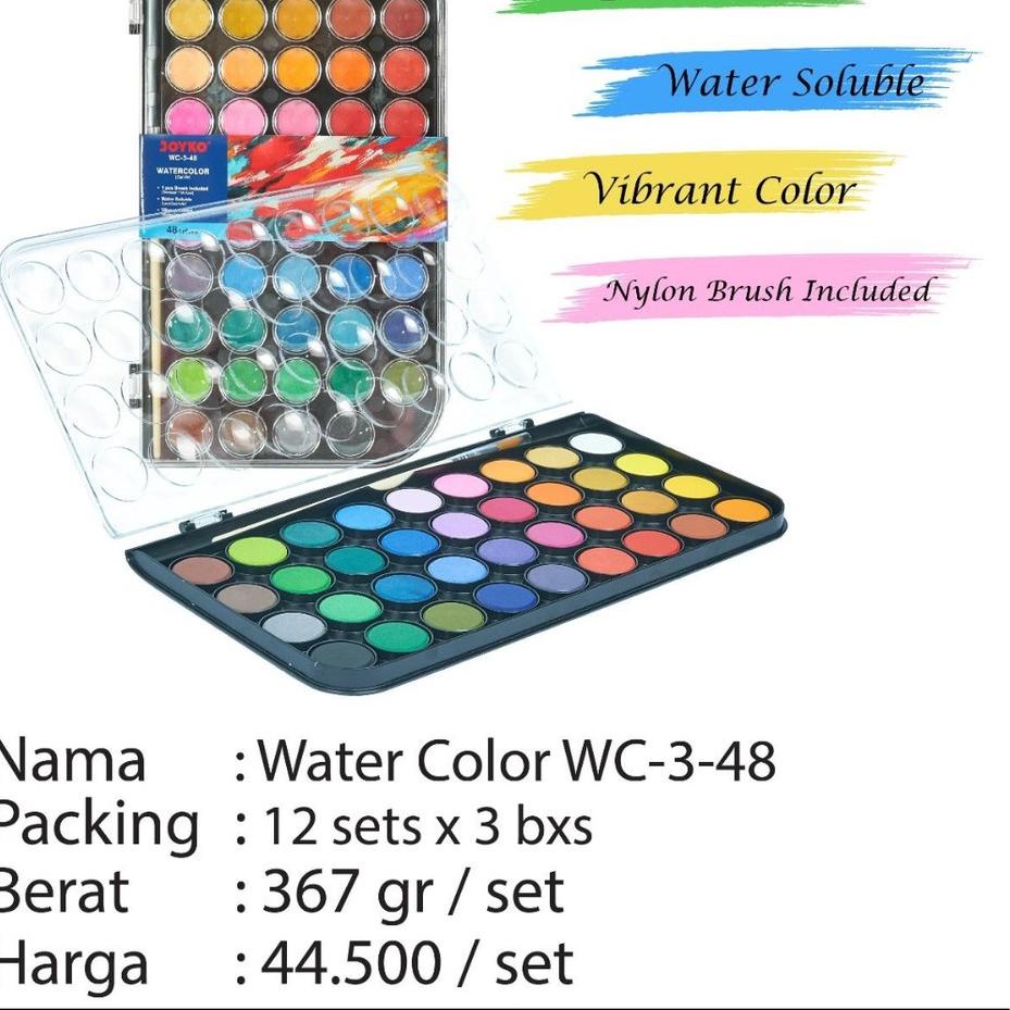 

Terlaris water color cake wc 03 isi 48 warna joyko cat iar padat .. .. .. ..