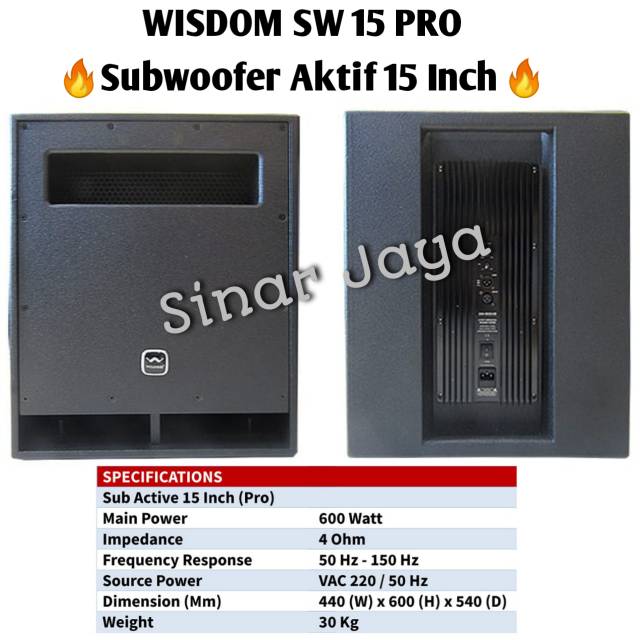 Subwoofer Aktif 15 Inch Wisdom SW 15 PRO