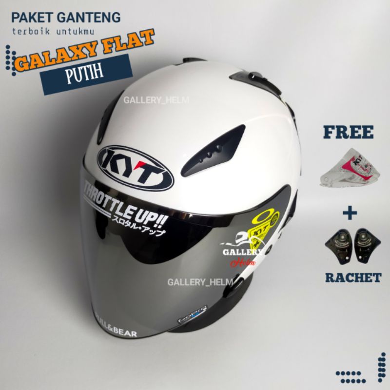 HELM KYT GALAXY FLAT R PUTIH | PAKET GANTENG VISOR VENOM-Silver+vsr+rch