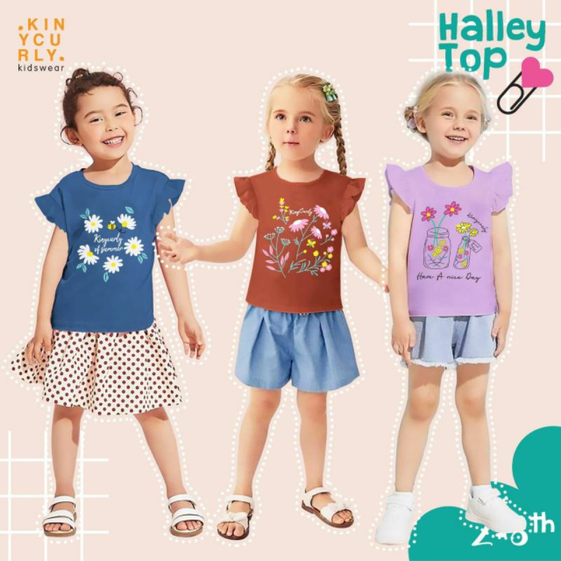 Kaos anak perempuan/Halley top Kinycurly